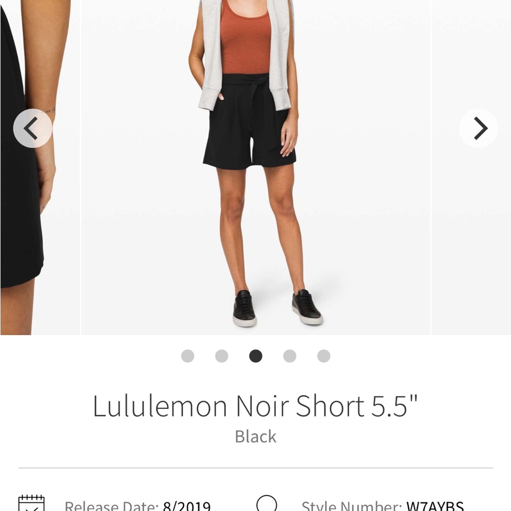 lululemon athletica Women's Noir Black Shorts 5.5 size 2